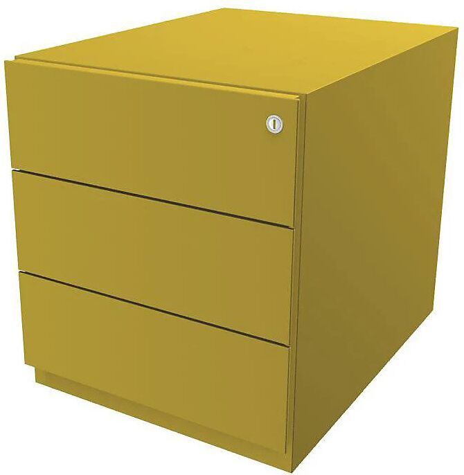 BISLEY Buck rodante Note™ con 3 cajones universales, H x A x P 495 x 420 x 565 mm, con tirador, amarillo