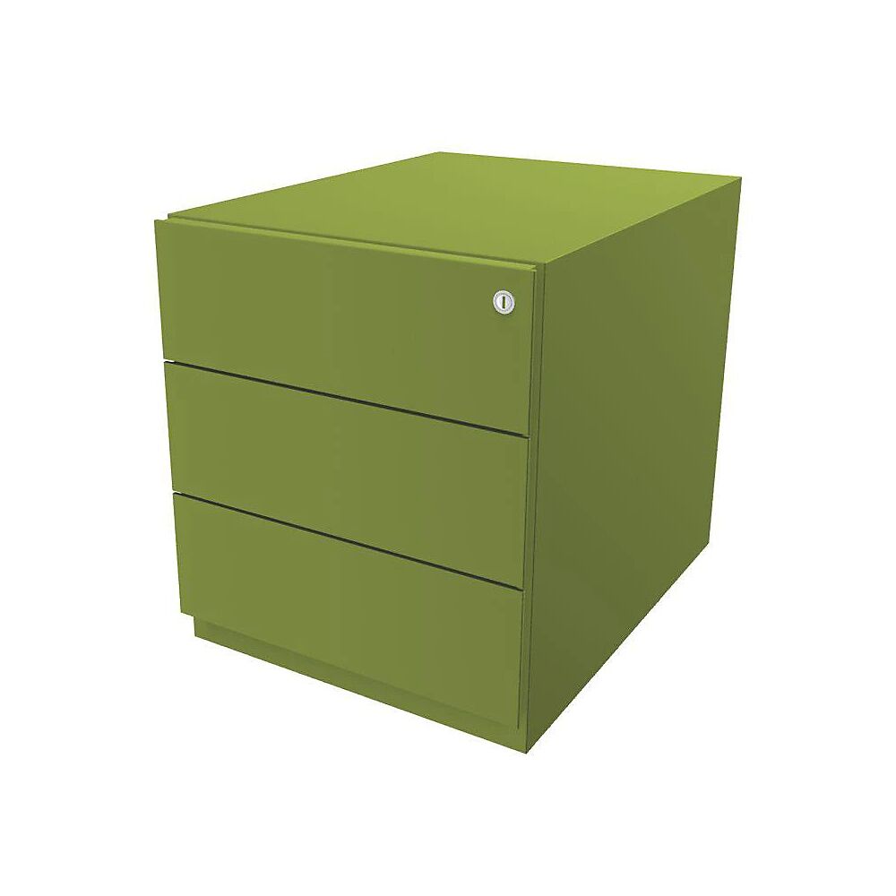 BISLEY Buck rodante Note™ con 3 cajones universales, H x A x P 495 x 420 x 565 mm, con tirador, verde