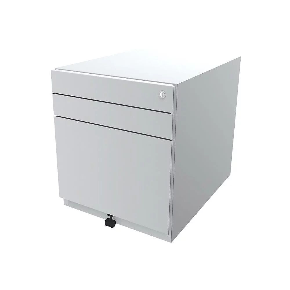 BISLEY Buck rodante Note™ con 2 cajones universales y 1 archivador colgante, H x A x P 565 x 420 x 565 mm, blanco tráfico