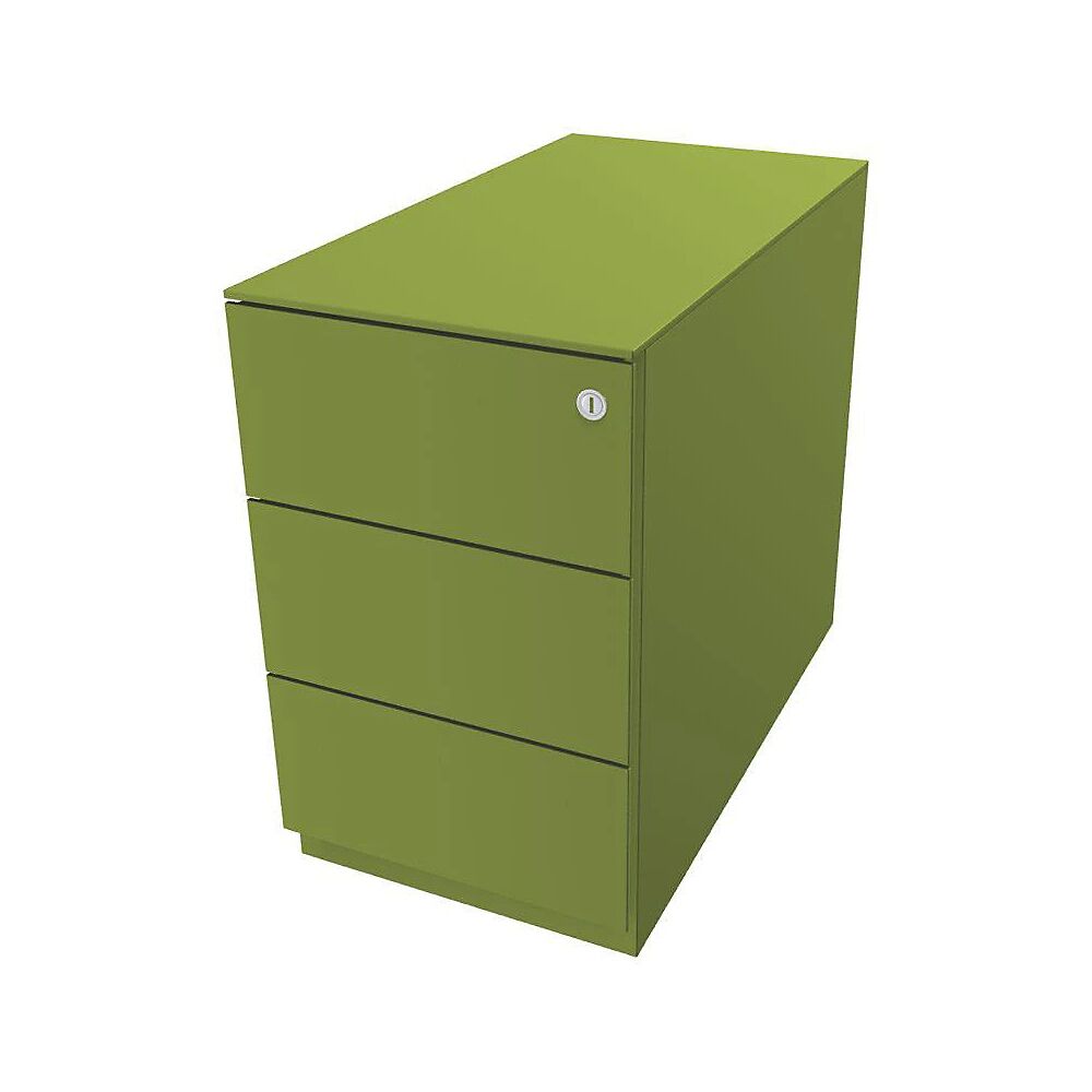 BISLEY Buck rodante Note™ con 3 cajones universales, H x A x P 502 x 300 x 565 mm, con tirador y cubierta, verde