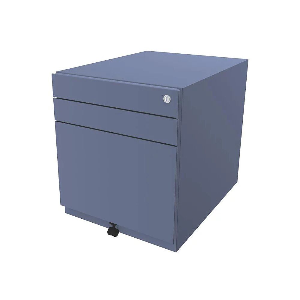 BISLEY Buck rodante Note™ con 2 cajones universales y 1 archivador colgante, H x A x P 565 x 420 x 565 mm, azul