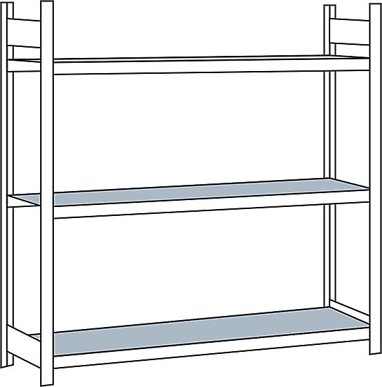 SCHULTE Estantería amplia, con baldas de acero, altura 2000 mm, anchura útil 2000 mm, estantería básica, profundidad 500 mm