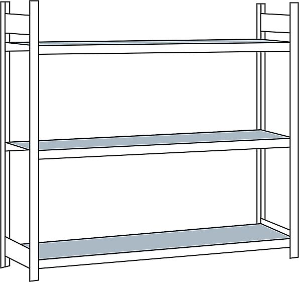 SCHULTE Estantería amplia, con baldas de acero, altura 2000 mm, anchura útil 2500 mm, estantería básica, profundidad 500 mm