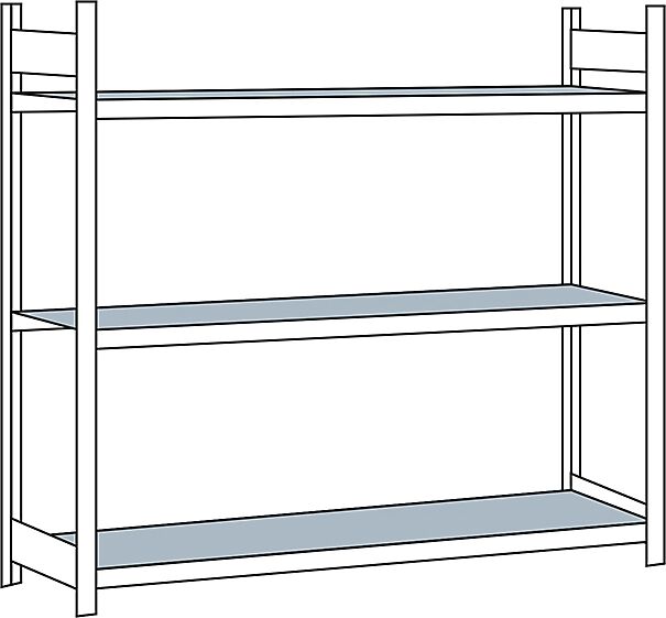 SCHULTE Estantería amplia, con baldas de acero, altura 2000 mm, anchura útil 2500 mm, estantería básica, profundidad 600 mm