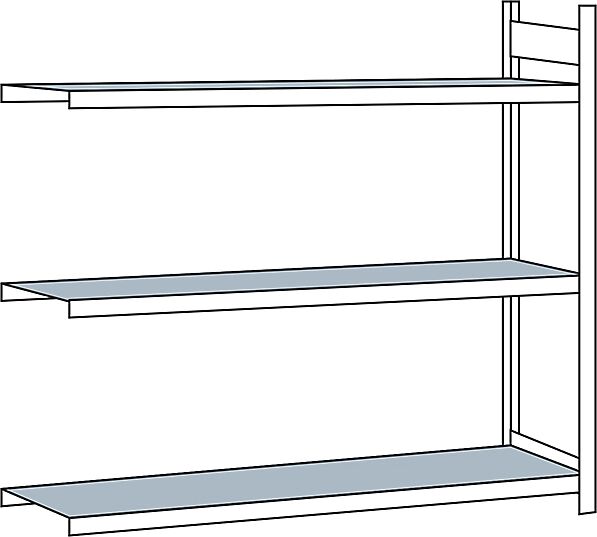 SCHULTE Estantería amplia, con baldas de acero, altura 2000 mm, anchura útil 2500 mm, estantería de ampliación, profundidad 600 mm
