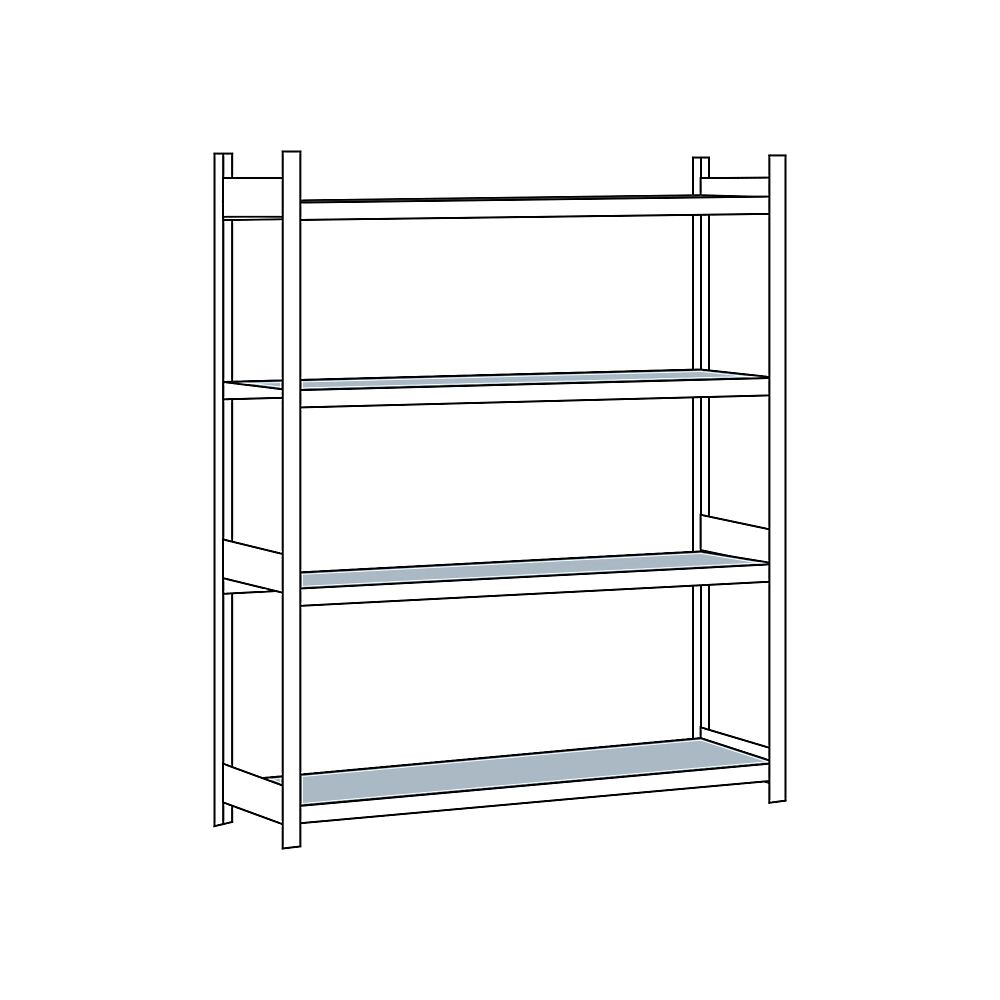 SCHULTE Estantería amplia, con baldas de acero, altura 2500 mm, anchura útil 2250 mm, estantería básica, profundidad 600 mm