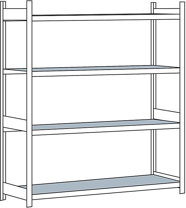 SCHULTE Estantería amplia, con baldas de acero, altura 2500 mm, anchura útil 2500 mm, estantería básica, profundidad 800 mm