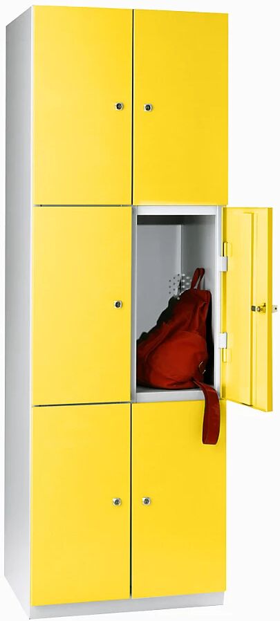 Wolf Armario de compartimentos, 6 compartimentos, 1800 x 600 x 500 mm, puertas en amarillo zinc