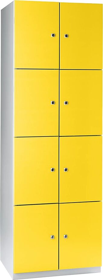 Wolf Armario de compartimentos, 8 compartimentos, 1800 x 600 x 500 mm, puertas en amarillo zinc