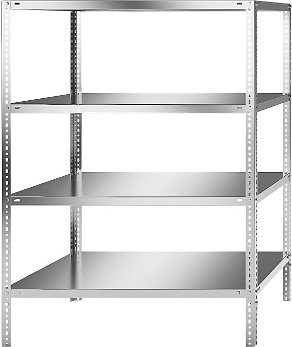 kaiserkraft Estantería de acero inoxidable, altura de estantería 1500 mm, estantería básica, anchura x profundidad 1100 x 800 mm