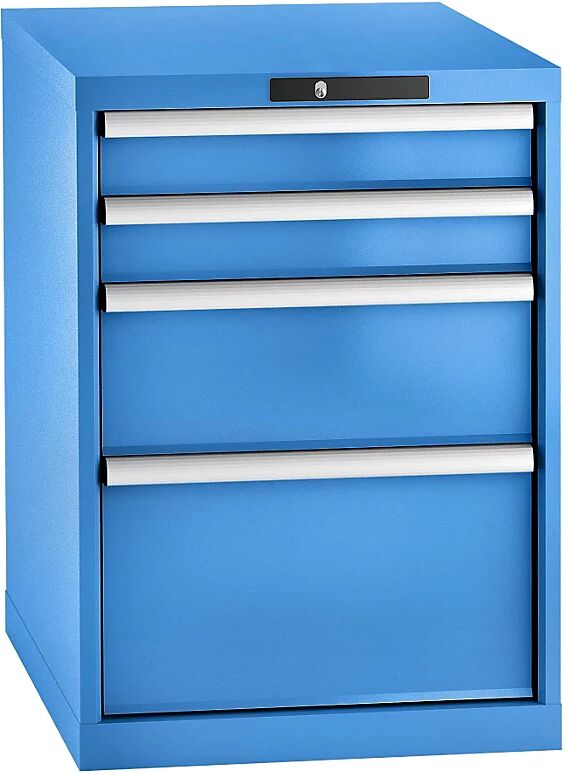 LISTA Cajonera, chapa de acero, H x A 800 x 564 mm, 4 cajones, azul luminoso