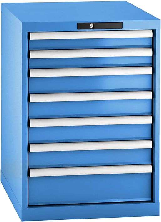 LISTA Cajonera, chapa de acero, H x A 800 x 564 mm, 7 cajones, azul luminoso