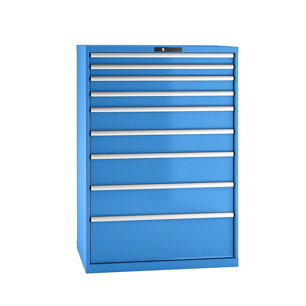 LISTA Cajonera, chapa de acero, H x A 1450 x 1023 mm, 9 cajones, carga máx. 75 kg, azul luminoso