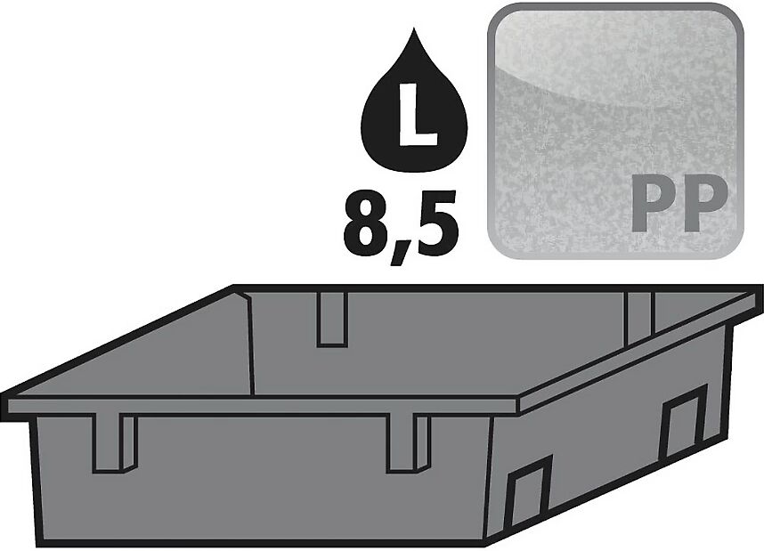 asecos Cubeta encajable de PE, para cubeta extraíble, A x P x H 318 x 449 x 66 mm