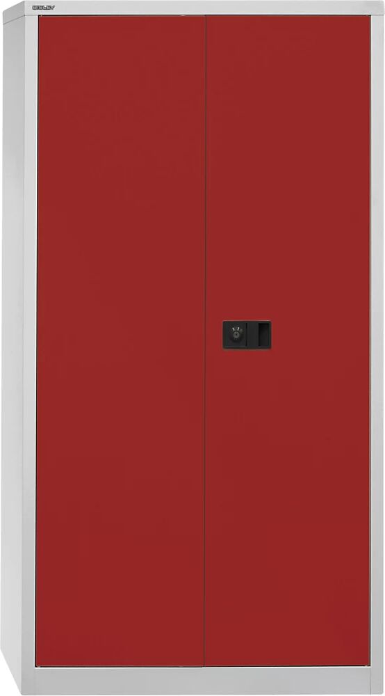 BISLEY Armario de puertas batientes UNIVERSAL, H x A x P 1806 x 914 x 400 mm, 3 baldas, 4 pisos de archivadores, gris luminoso / rojo cardenal