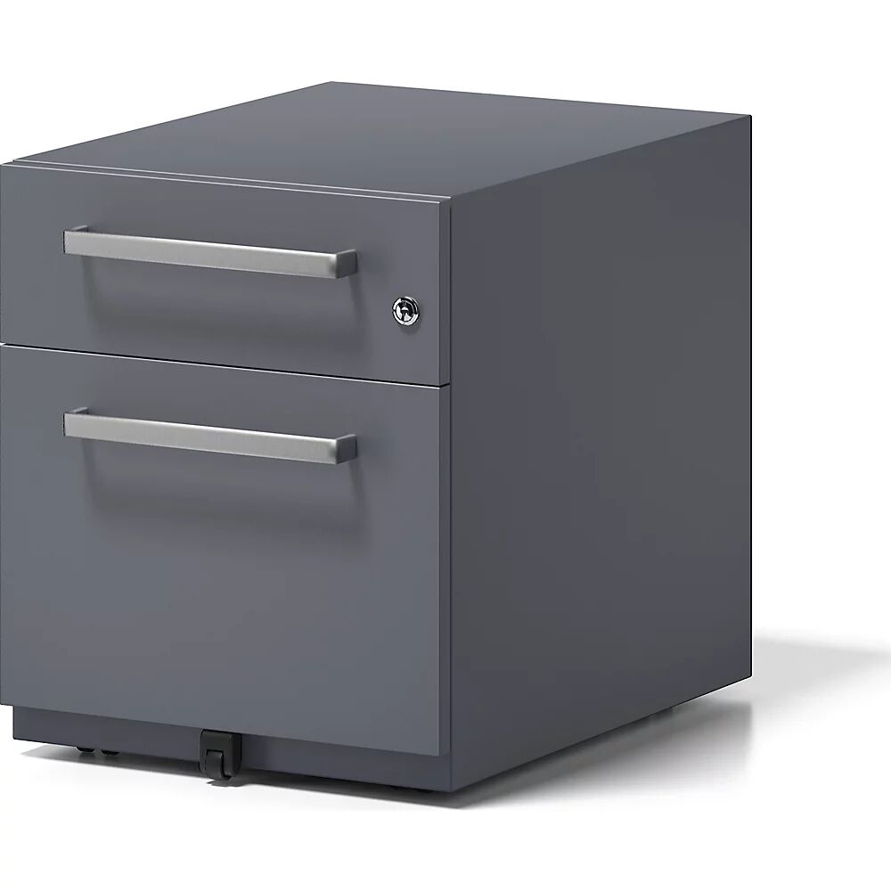 BISLEY Buck rodante Note™ con 1 archivador colgante y 1 cajón universal, H x A x P 495 x 420 x 565 mm, con asa, gris antracita
