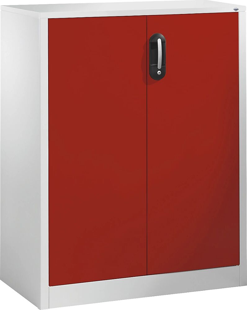 C+P Armario auxiliar para archivadores ACURADO, 3 pisos de archivadores, H x A x P 1200 x 930 x 500 mm, gris luminoso / rojo vivo