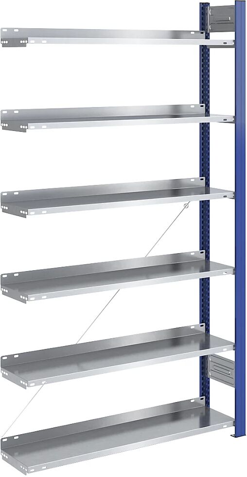 hofe Estantería ensamblable para archivadores, por un lado, altura 2000 mm, A x P 1000 x 300 mm, estantería de ampliación, azul / galvanizada