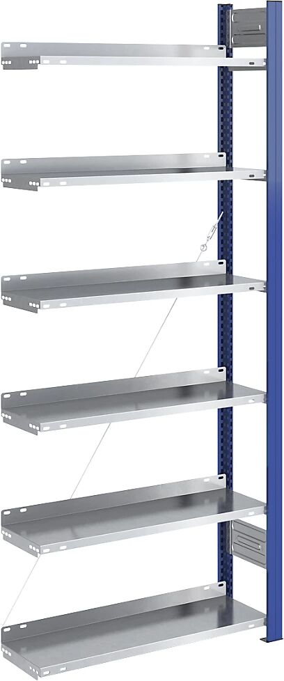 hofe Estantería ensamblable para archivadores, por un lado, altura 2000 mm, A x P 750 x 300 mm, estantería de ampliación, azul / galvanizada