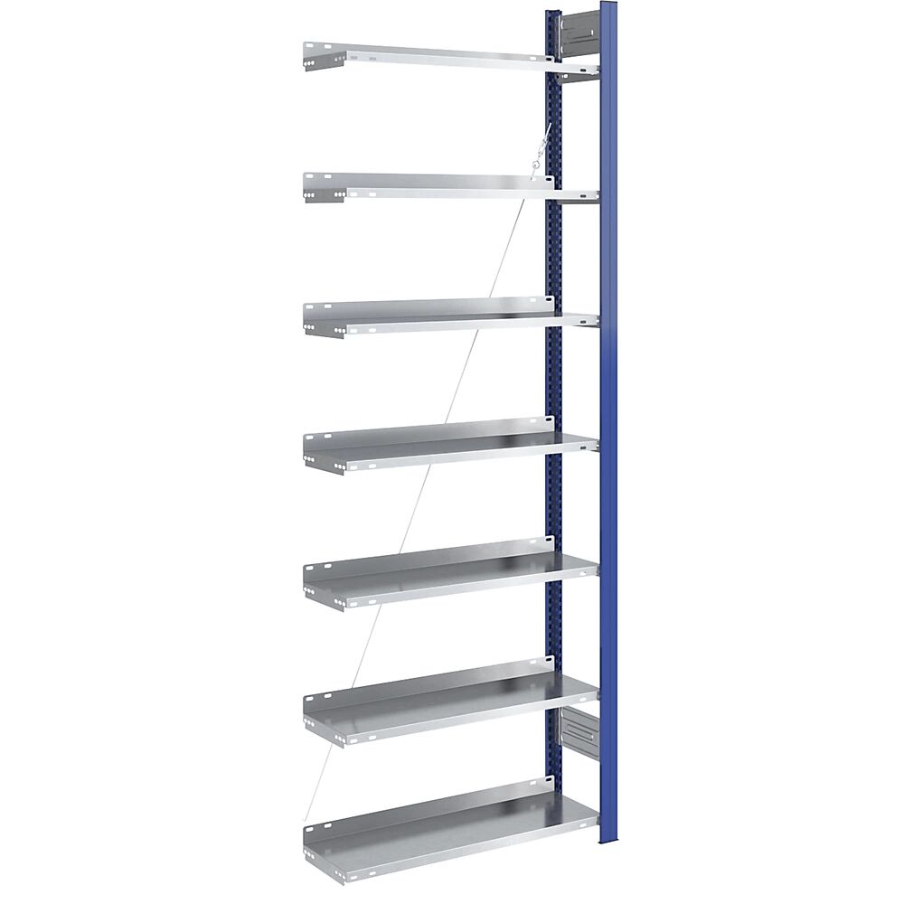 hofe Estantería ensamblable para archivadores, por un lado, altura 2350 mm, A x P 750 x 300 mm, estantería de ampliación, azul / galvanizada