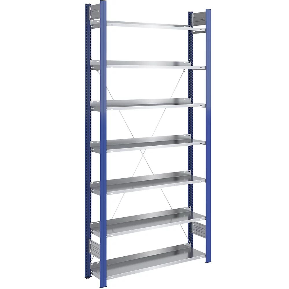 hofe Estantería ensamblable para archivadores, por un lado, altura 2350 mm, A x P 1000 x 300 mm, estantería básica, azul / galvanizada