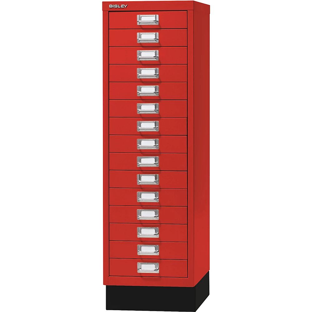 BISLEY Serie 39 MultiDrawer™, con zócalo, DIN A4, 15 cajones, rojo cardenal, negro
