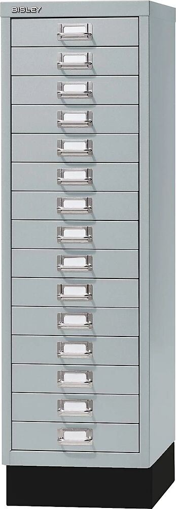 BISLEY Serie 39 MultiDrawer™, con zócalo, DIN A4, 15 cajones, plateado, negro