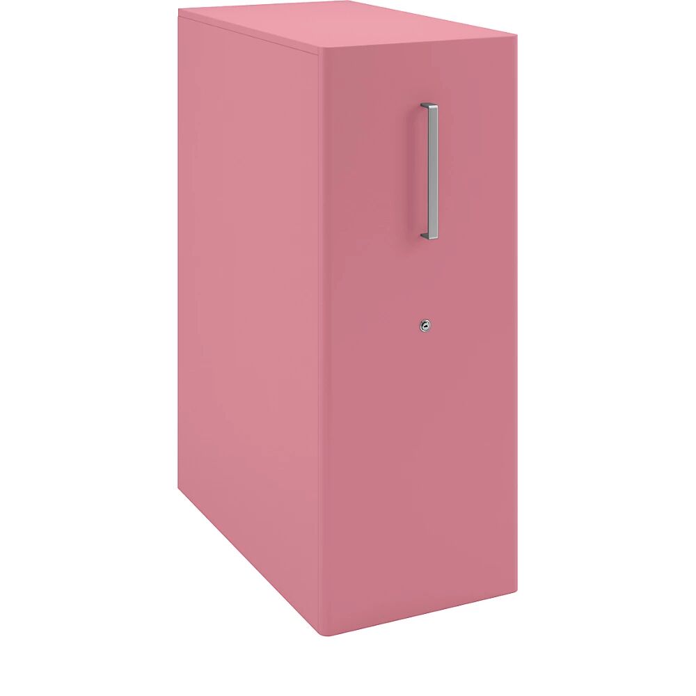 BISLEY Mueble auxiliar Tower™ 4, con cubierta, 1 tablón para chinchetas, colocación a la izquierda, 2 baldas, rosa