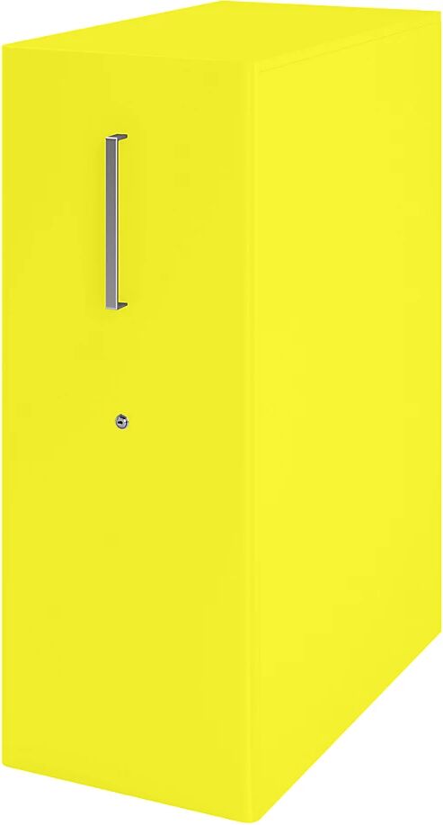 BISLEY Mueble auxiliar Tower™ 4, con cubierta, 1 tablón para chinchetas, colocación a la derecha, 2 baldas, amarillo zinc