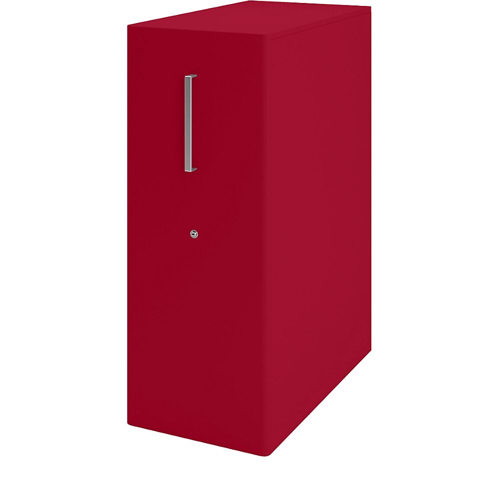 BISLEY Mueble auxiliar Tower™ 4, con cubierta, 1 tablón para chinchetas, colocación a la derecha, 1 balda, rojo cardenal