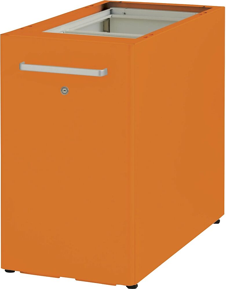 BISLEY Mueble auxiliar Tower™ 2, sin cubierta, con tablón para chinchetas, colocación a la derecha, con 1 balda, naranja