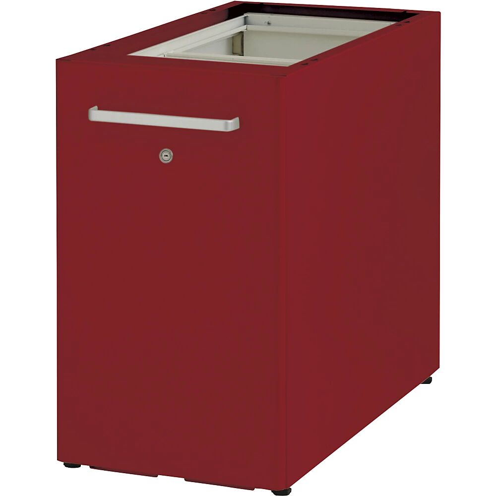 BISLEY Mueble auxiliar Tower™ 2, sin cubierta, con tablón para chinchetas, colocación a la derecha, con 1 balda, rojo cardenal