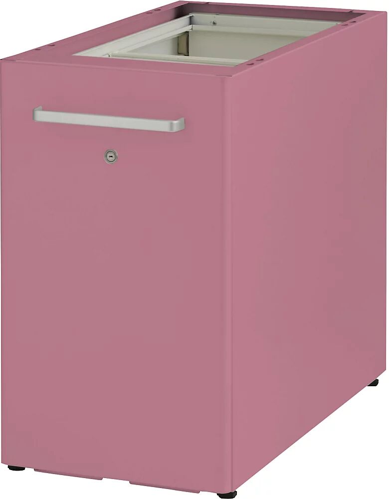 BISLEY Mueble auxiliar Tower™ 2, sin cubierta, con tablón para chinchetas, colocación a la izquierda, con 1 balda, rosa