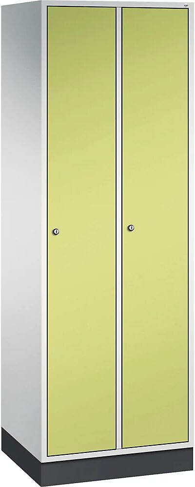 C+P Armario guardarropa de acero INTRO, anchura 620 mm, 2 compartimentos, cuerpo gris luminoso, puertas en verde pistacho