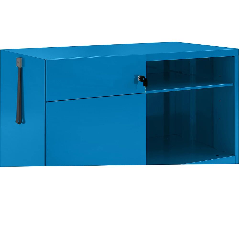 BISLEY Note™ CADDY, H x A x P 563 x 900 x 490 mm, a la izquierda 1 cajón universal y archivador colgante, azul