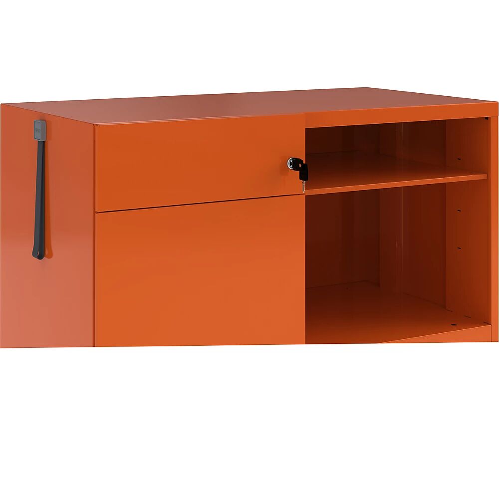 BISLEY Note™ CADDY, H x A x P 563 x 900 x 490 mm, a la izquierda 1 cajón universal y archivador colgante, naranja