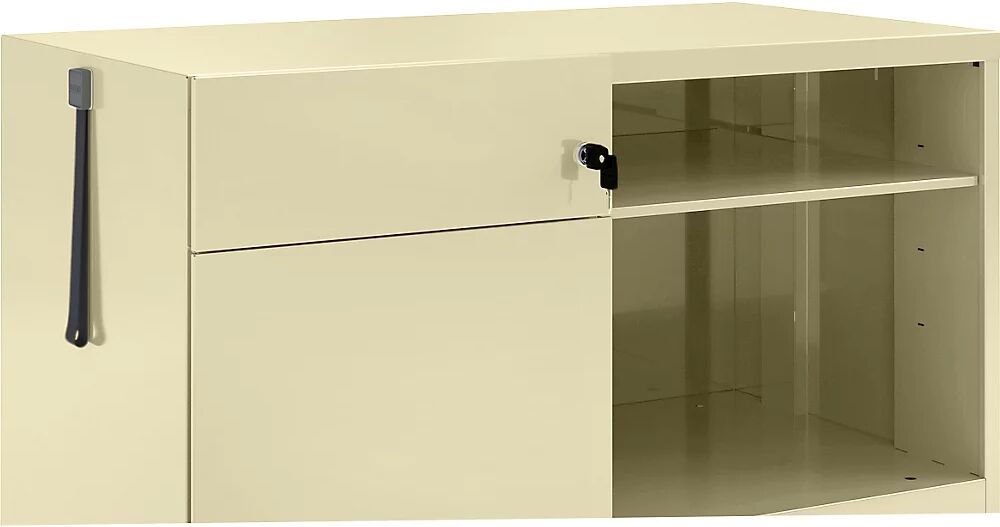 BISLEY Note™ CADDY, H x A x P 563 x 900 x 490 mm, a la izquierda 1 cajón universal y archivador colgante, crema