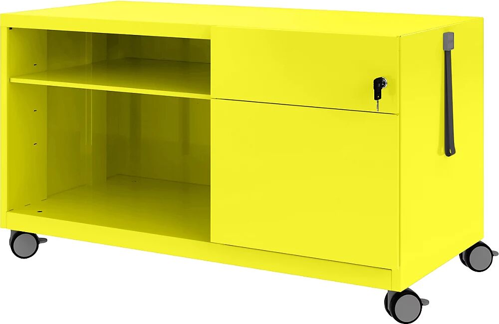 BISLEY Note™ CADDY, H x A x P 563 x 1000 x 490 mm, a la derecha 1 cajón universal y archivador colgante, amarillo zinc