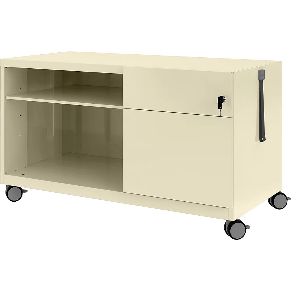 BISLEY Note™ CADDY, H x A x P 563 x 1000 x 490 mm, a la derecha 1 cajón universal y archivador colgante, marfil claro