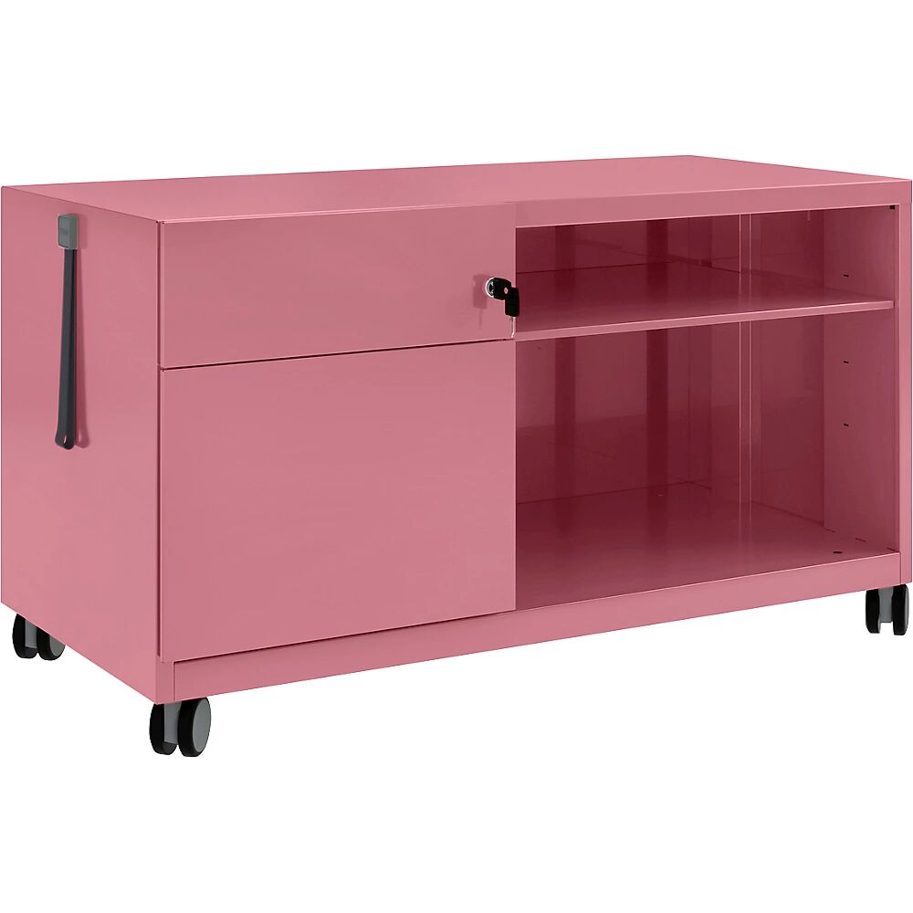 BISLEY Note™ CADDY, H x A x P 563 x 1000 x 490 mm, a la izquierda 1 cajón universal y archivador colgante, rosa