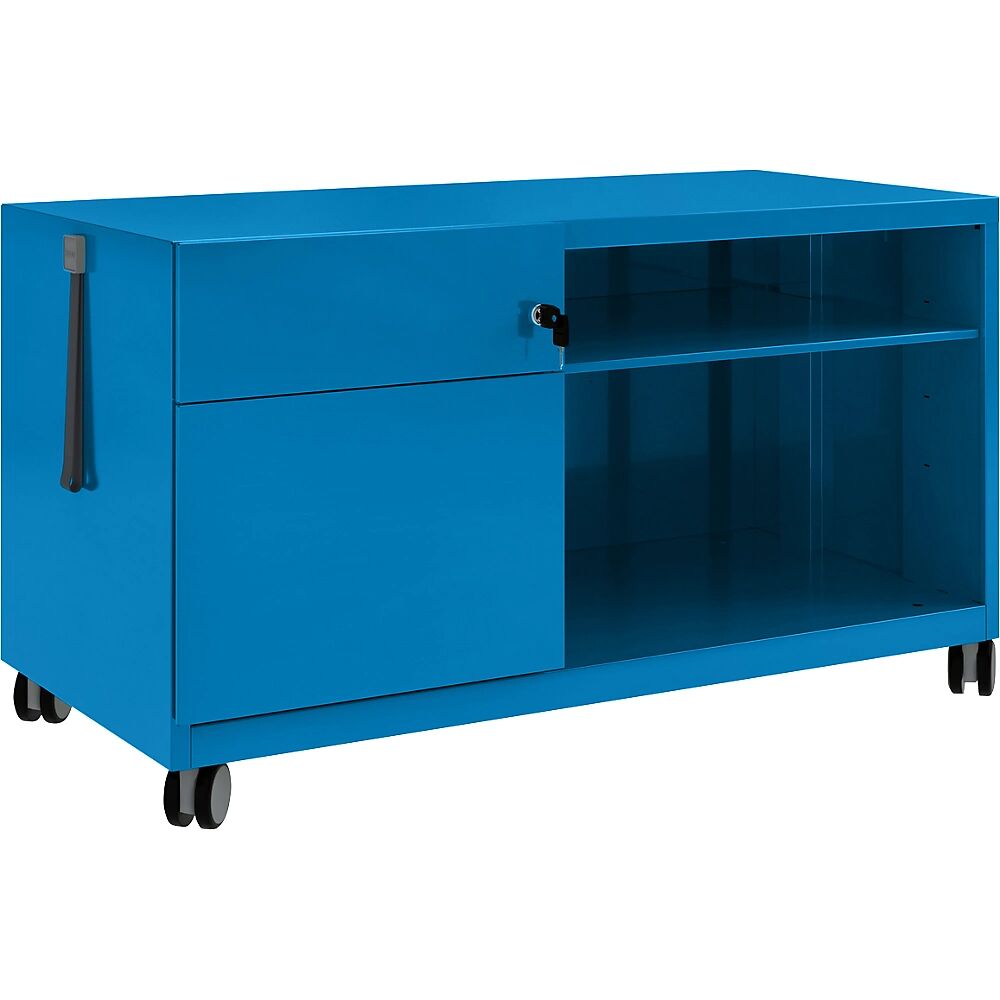 BISLEY Note™ CADDY, H x A x P 563 x 1000 x 490 mm, a la izquierda 1 cajón universal y archivador colgante, azul
