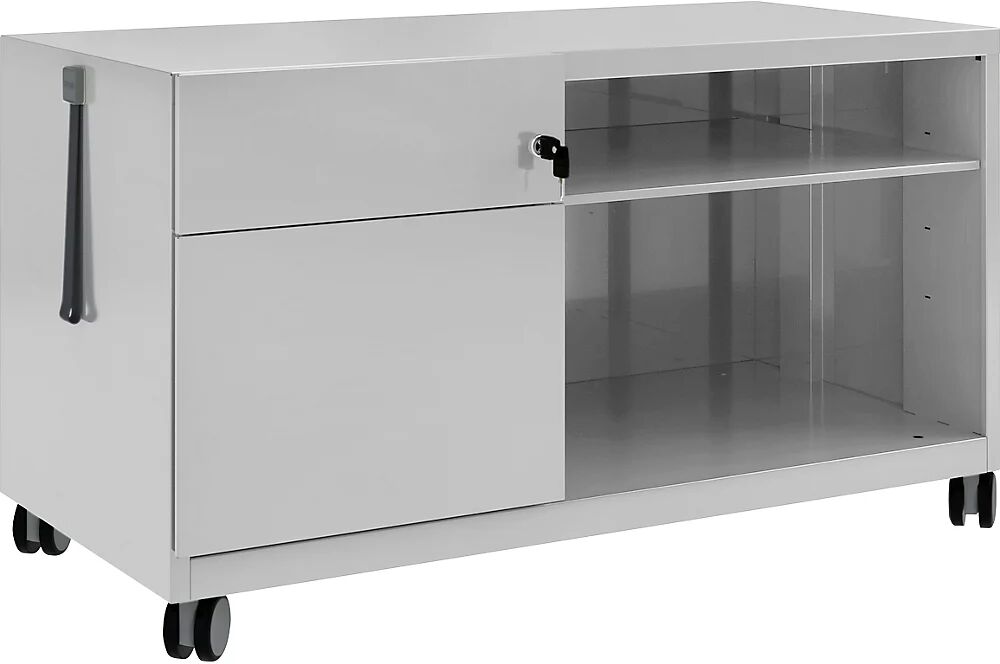 BISLEY Note™ CADDY, H x A x P 563 x 1000 x 490 mm, a la izquierda 1 cajón universal y archivador colgante, gris oca