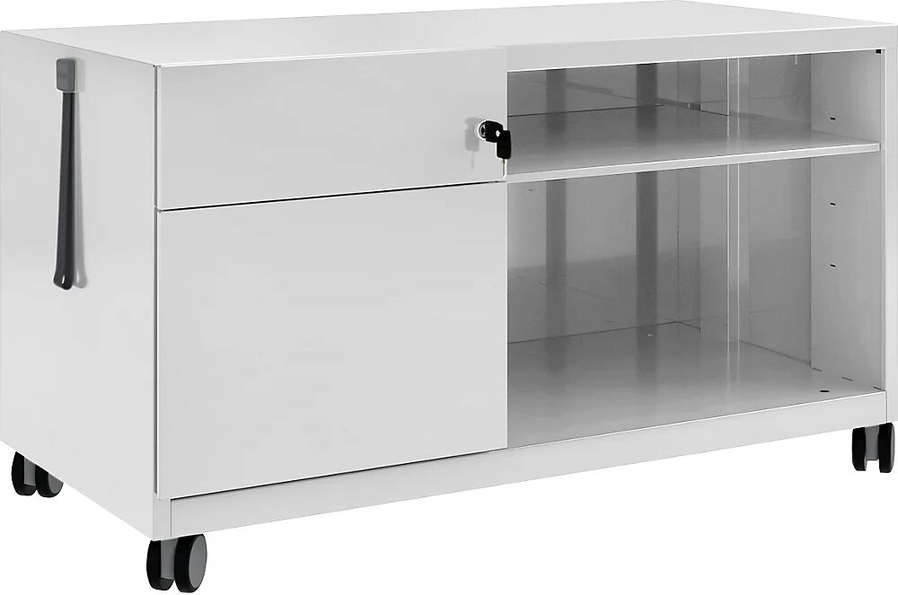 BISLEY Note™ CADDY, H x A x P 563 x 1000 x 490 mm, a la izquierda 1 cajón universal y archivador colgante, gris luminoso