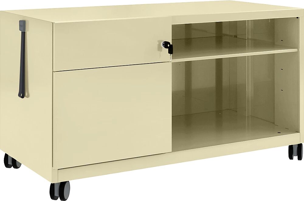 BISLEY Note™ CADDY, H x A x P 563 x 1000 x 490 mm, a la izquierda 1 cajón universal y archivador colgante, crema