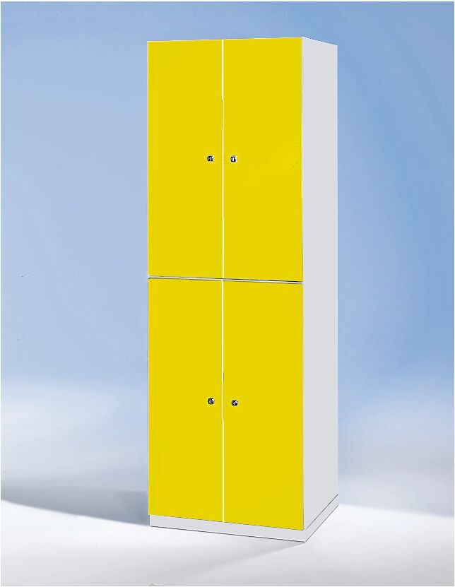 Wolf Armario de compartimentos, 4 compartimentos, 1800 x 600 x 500 mm, puertas en amarillo zinc