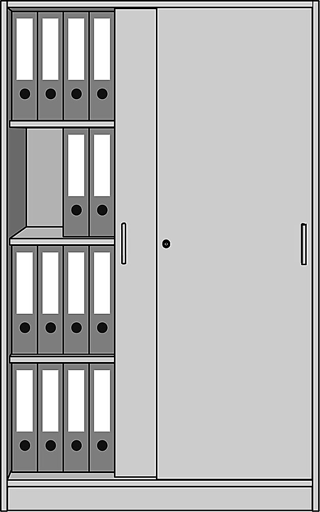 eurokraft pro STATUS - Armario de oficina, con puertas correderas, 3 baldas, gris luminoso