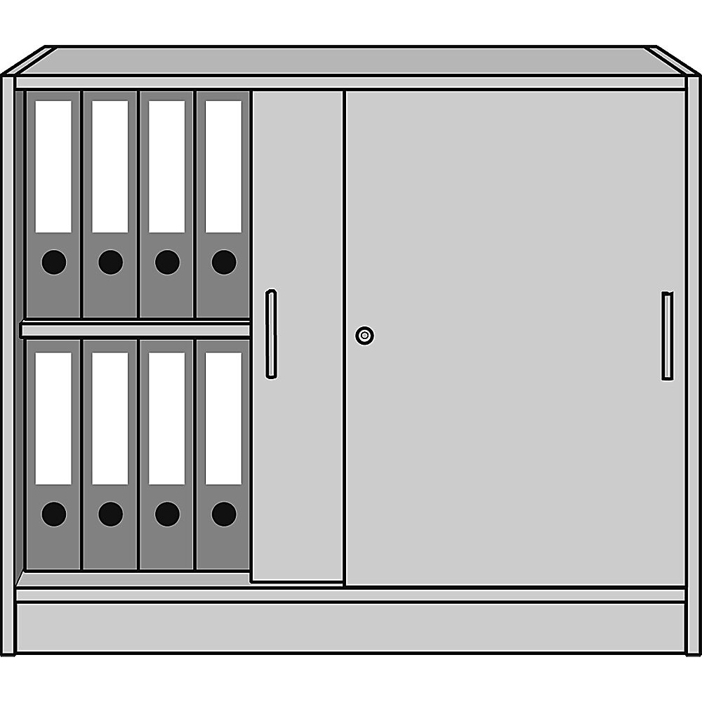 eurokraft pro STATUS - Armario de oficina, con puertas correderas, 1 balda, gris luminoso