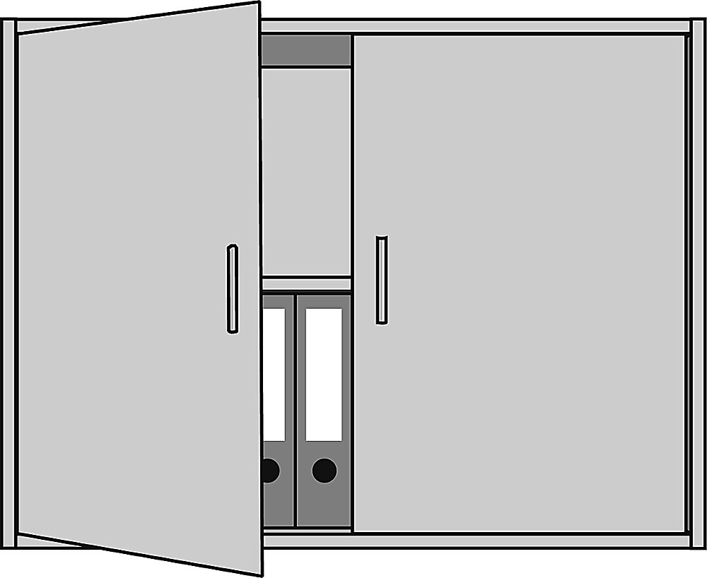 eurokraft pro STATUS - Altillo, 1 balda, puertas batientes, en aluminio blanco / decoración de haya