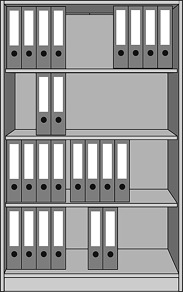 eurokraft pro STATUS - Estantería de oficina, 4 pisos de archivadores, anchura 1000 mm, aluminio blanco