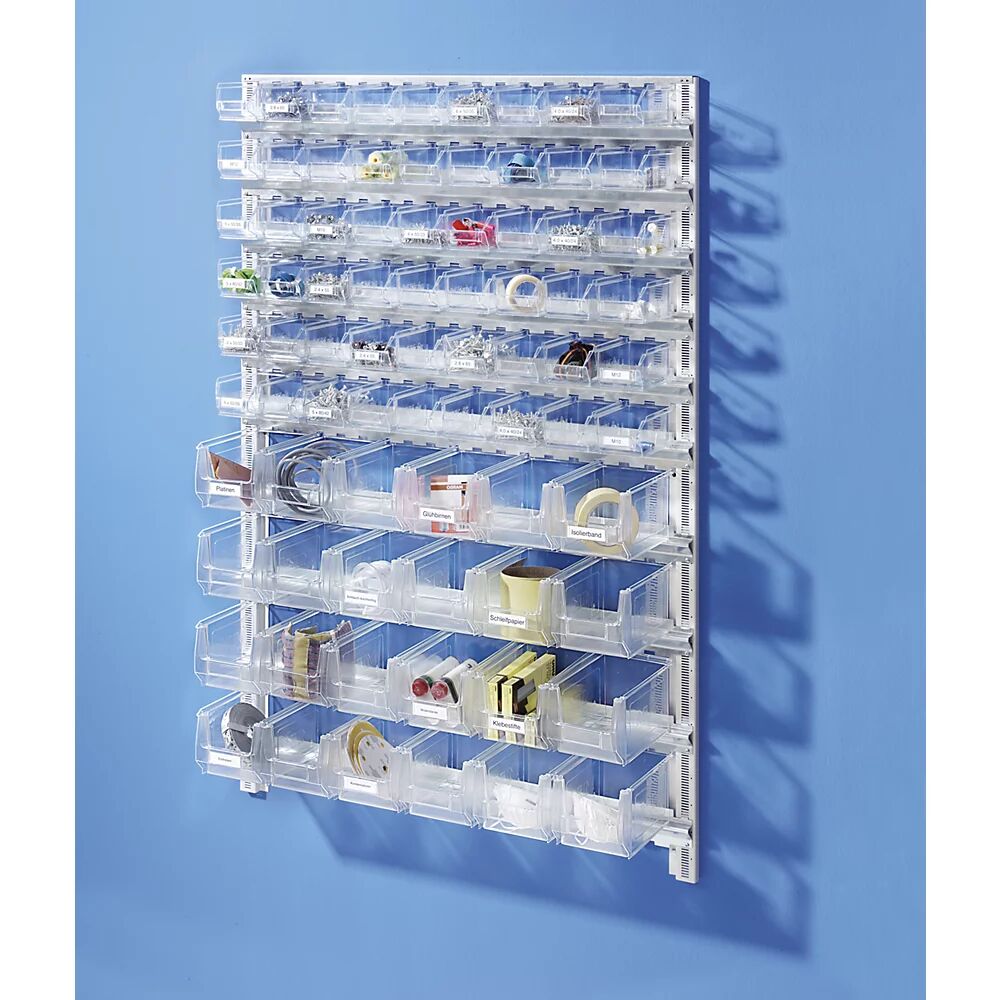 mauser Sistema de estanterías modulares con cajas visualizables, 8 guías, 48 cajas, H x A 1500 x 1010 mm